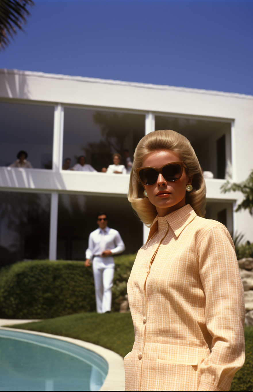 AI generated: Midjourney prompt: a photograph of an attractive blonde woman wearing... (Midjourney - Photography)
