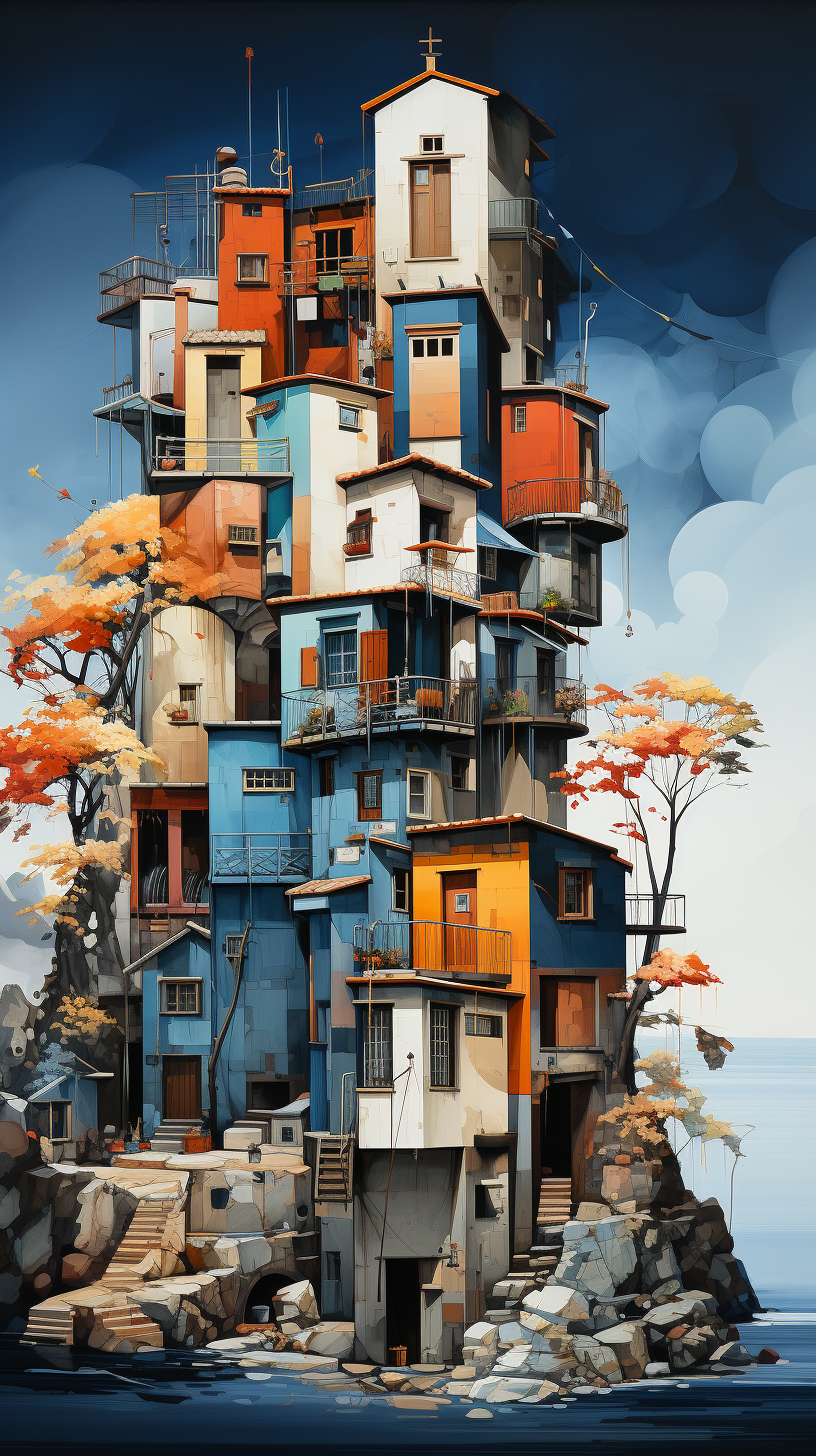 AI generated: Midjourney prompt: ancient houses arthouse art, in the style of seasi... (Midjourney - Architecture)