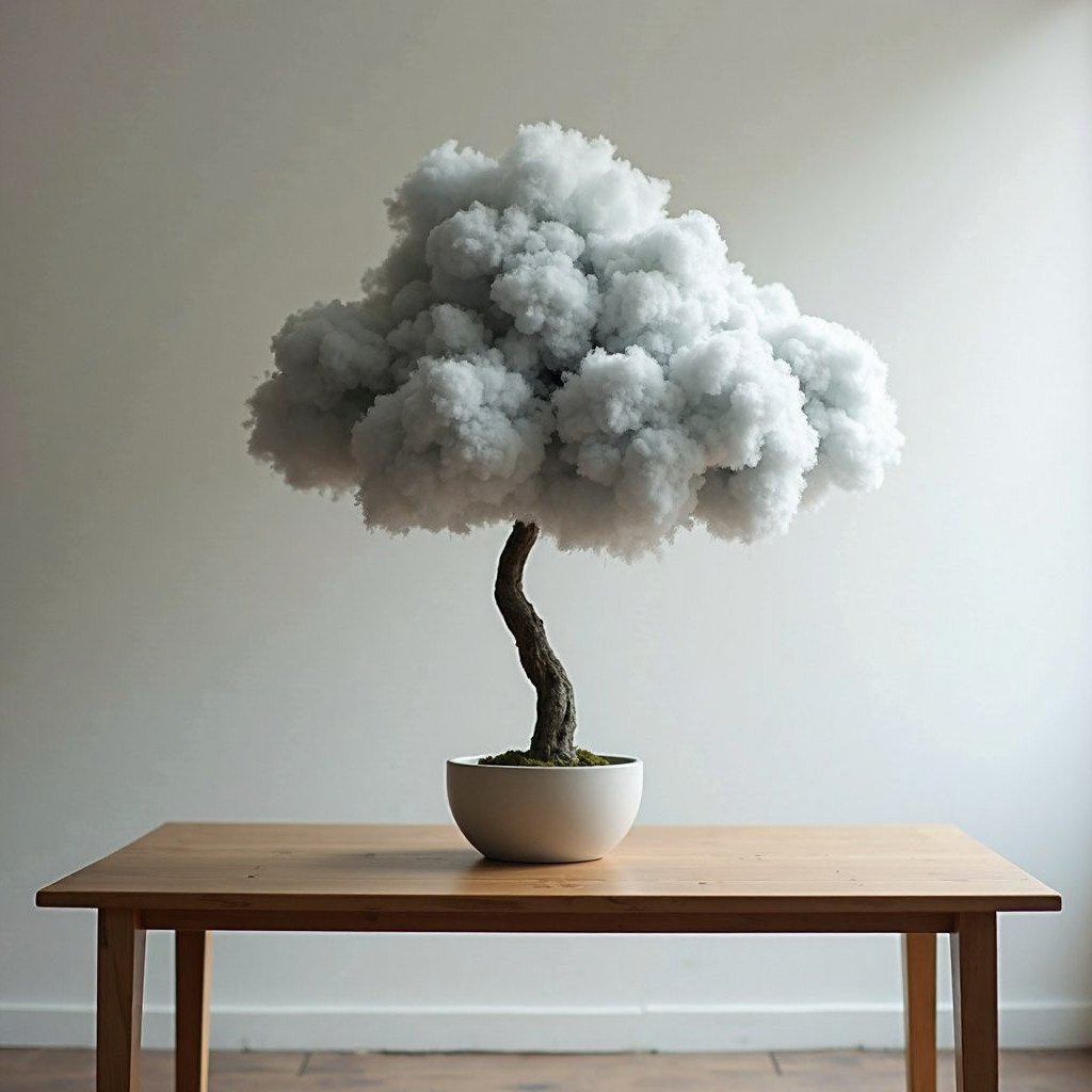 صورة مولدة بالذكاء الاصطناعي: FLUX prompt: indoor photo office table, over the table an cloud... (نموذج FLUX - تصوير فوتوغرافي)