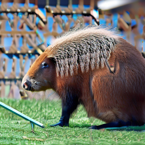 Stable Diffusion prompt: a capybara working on a construc...