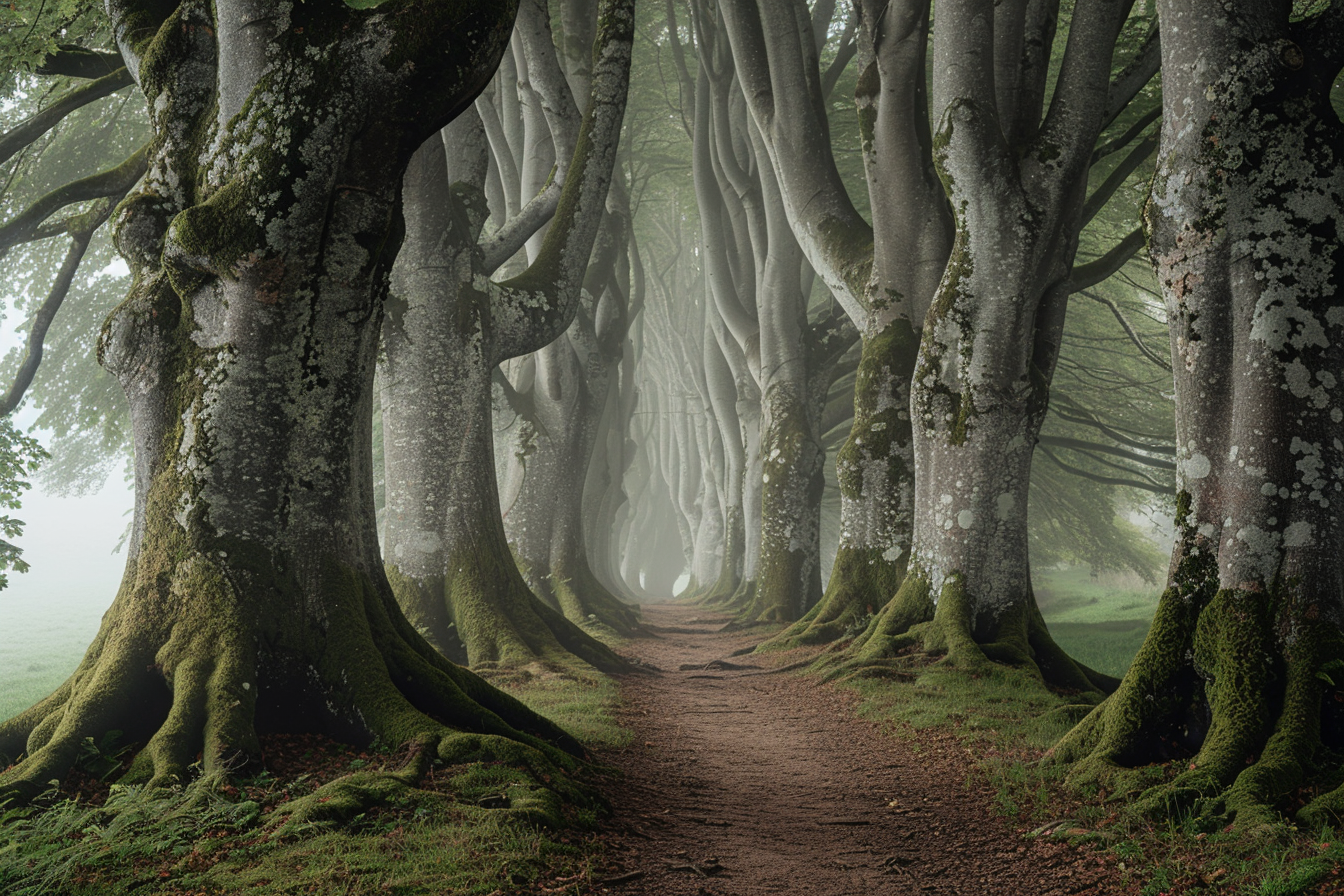 صورة مولدة بالذكاء الاصطناعي: Midjourney prompt: Beautiful photo of the forest with trees with very... (نموذج Midjourney - مناظر طبيعية)