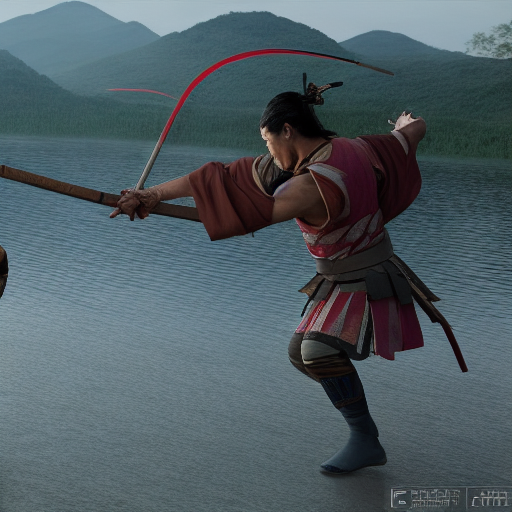 Stable Diffusion prompt: A combat between a samurai versu...