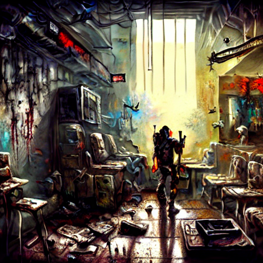 Stable Diffusion prompt: post apocalyptic warrior inside ...