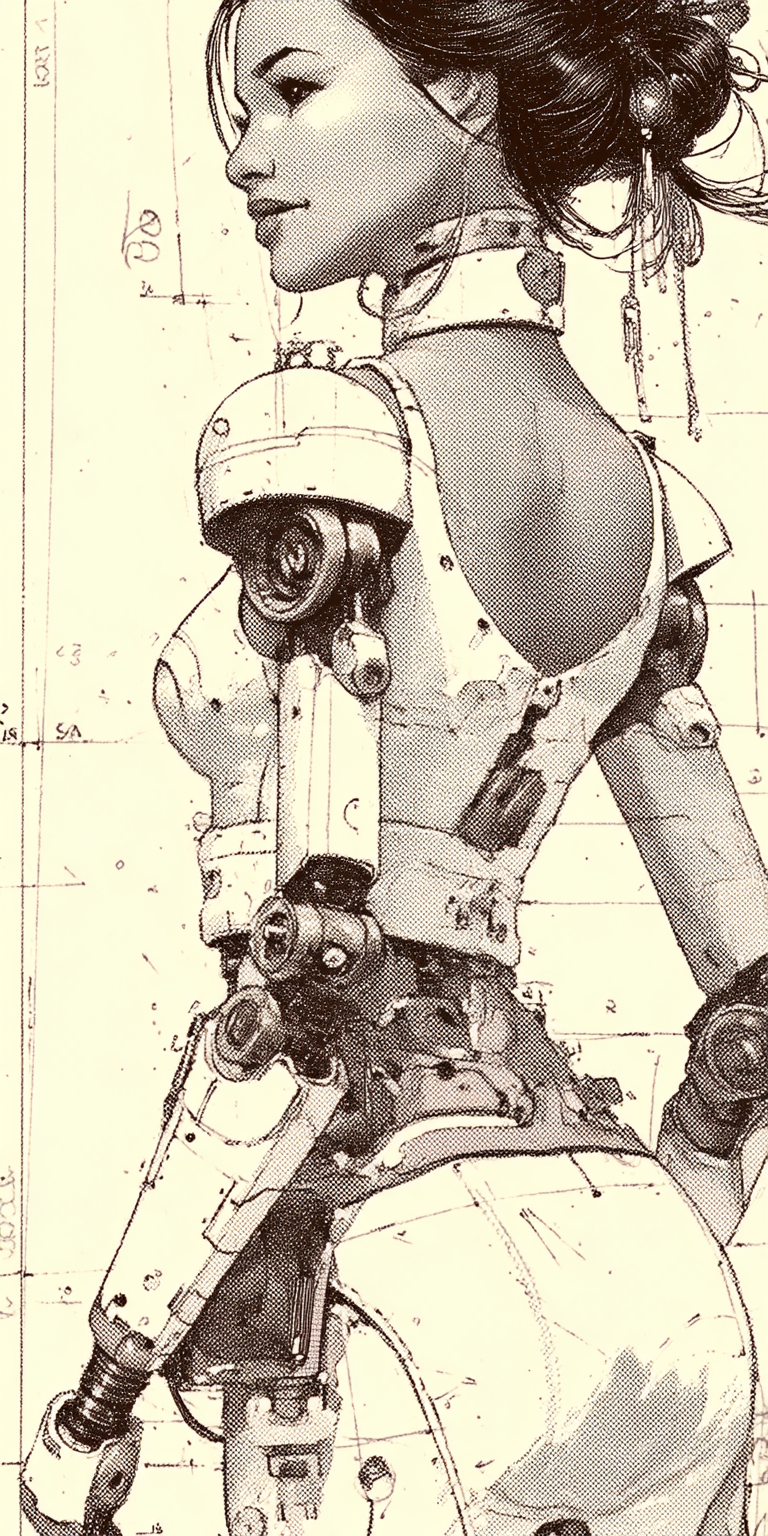 AI generated: Midjourney prompt: futuristic woman, robotic, in the style of Akira T... (Midjourney - Portraits)