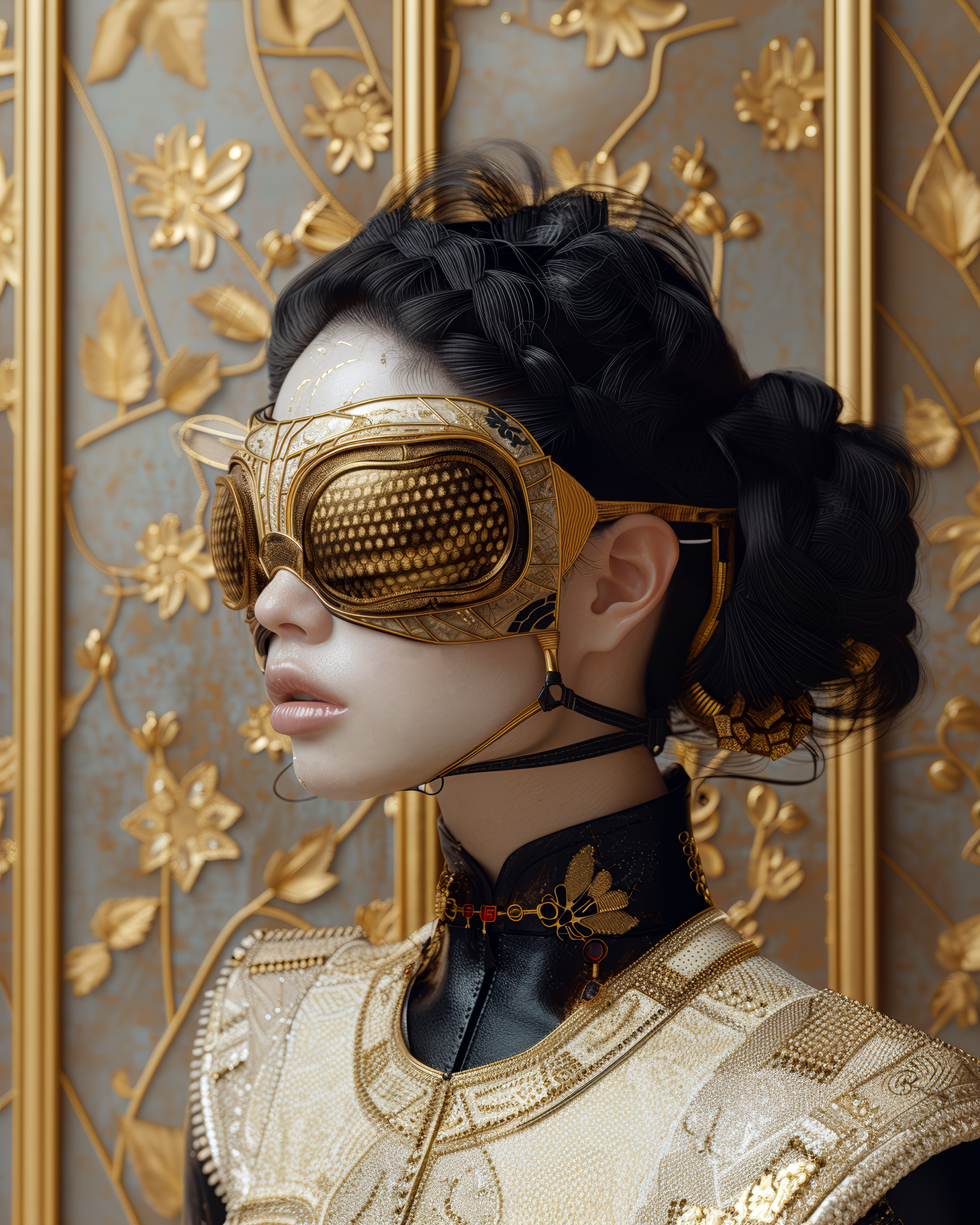 صورة مولدة بالذكاء الاصطناعي: Beehive motif (نموذج Midjourney - صور شخصية)