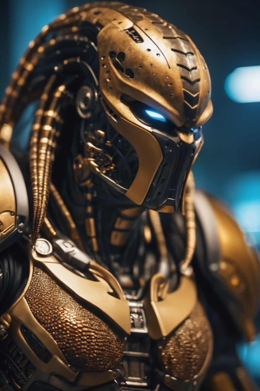 صورة مولدة بالذكاء الاصطناعي: Predator 2099 (نموذج Stable Diffusion - Character Design)