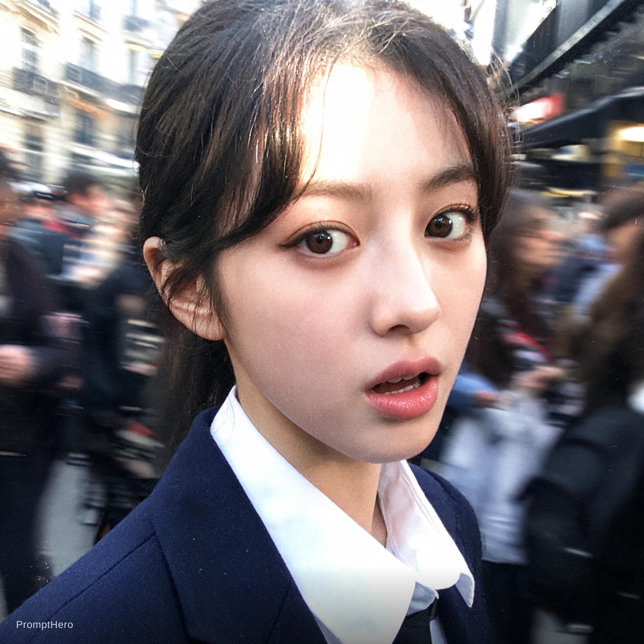 Seedream 5 prompt: Paparazzi-style extreme close-up photo of a woman ... - Seedream 5