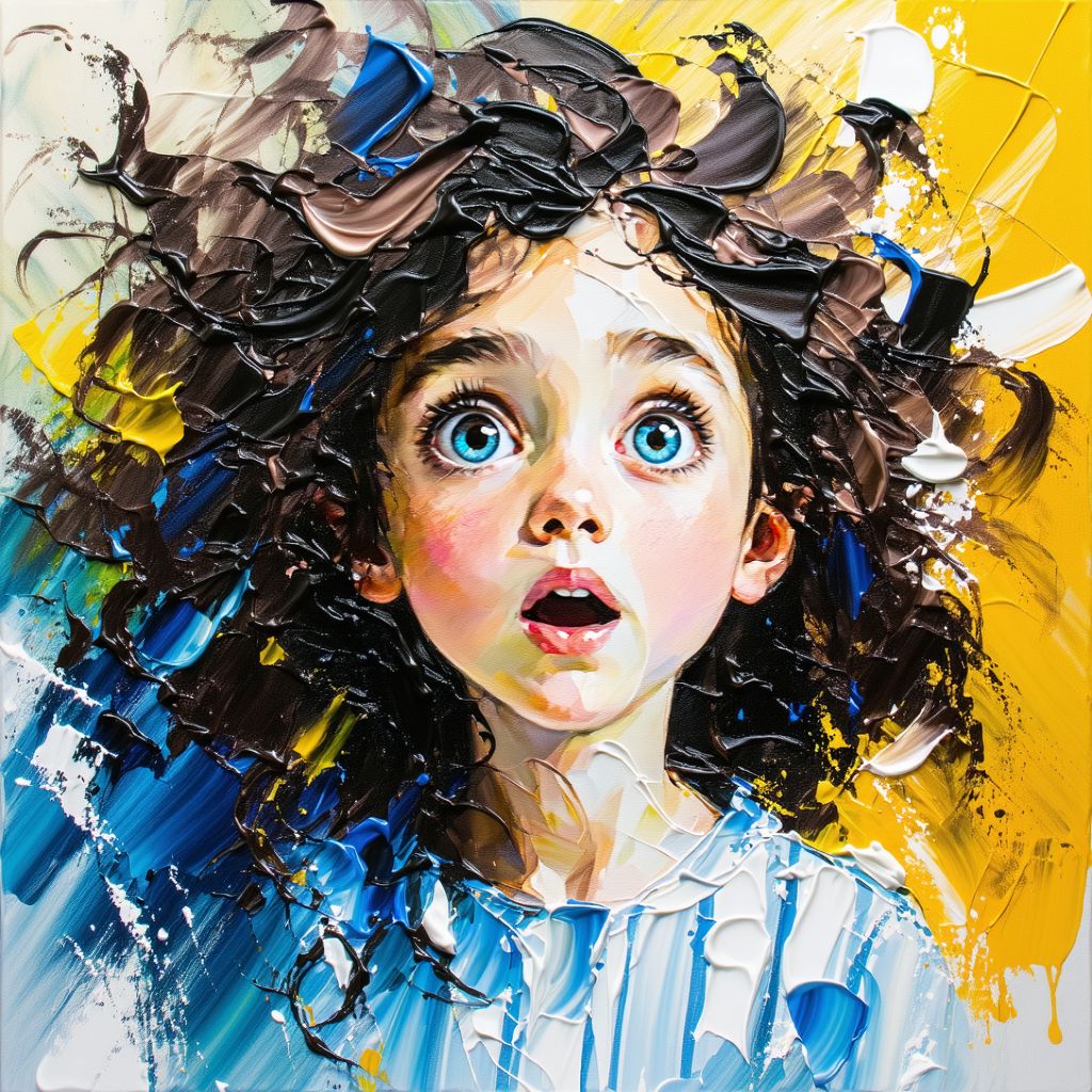 Stable Diffusion prompt: oil painting, central close-up of a girl's face wi... - Stable Diffusion