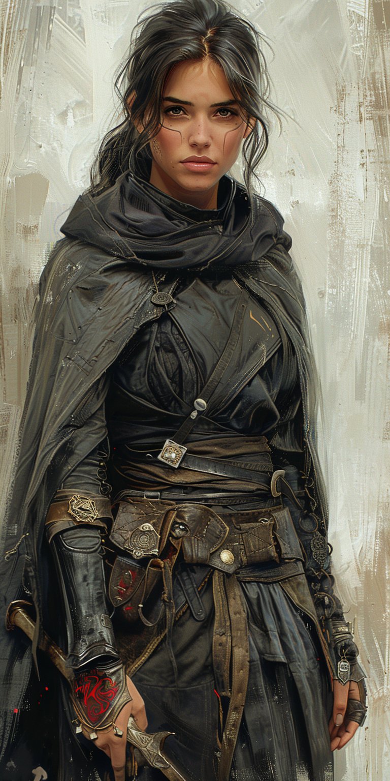 AI generated: Midjourney prompt: D&D character art of a female elf with dark hair a... (Midjourney - Character Design)