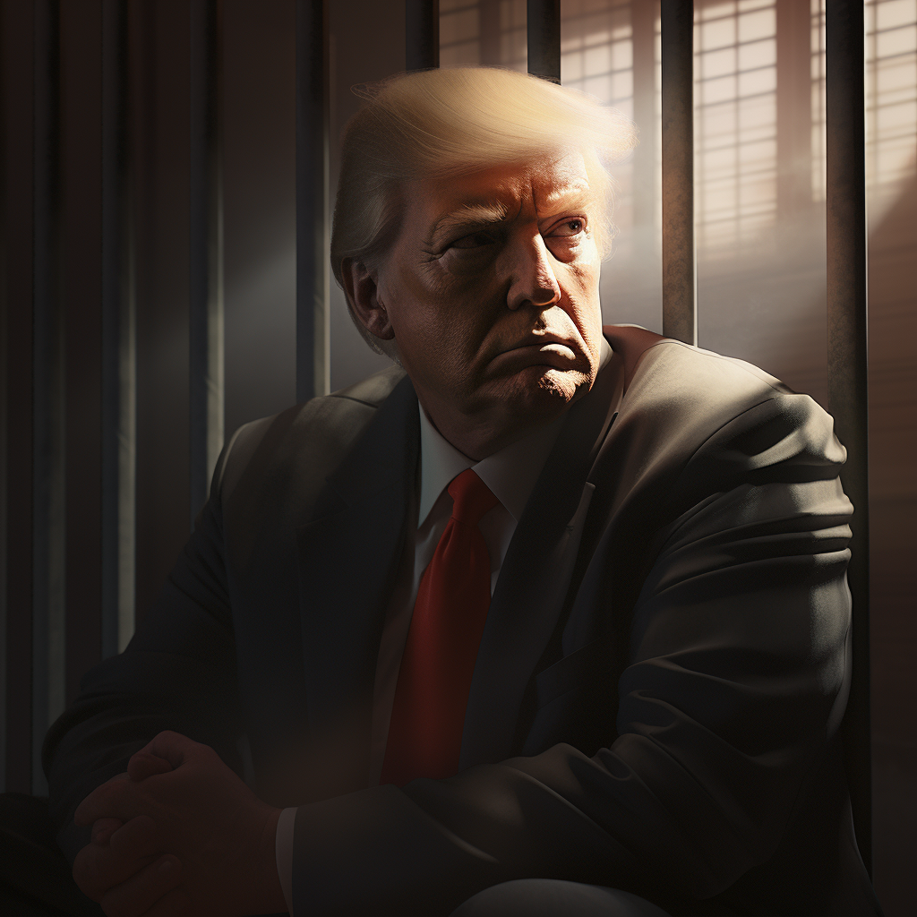 Midjourney prompt: trump, prison, hyper-realistic image,