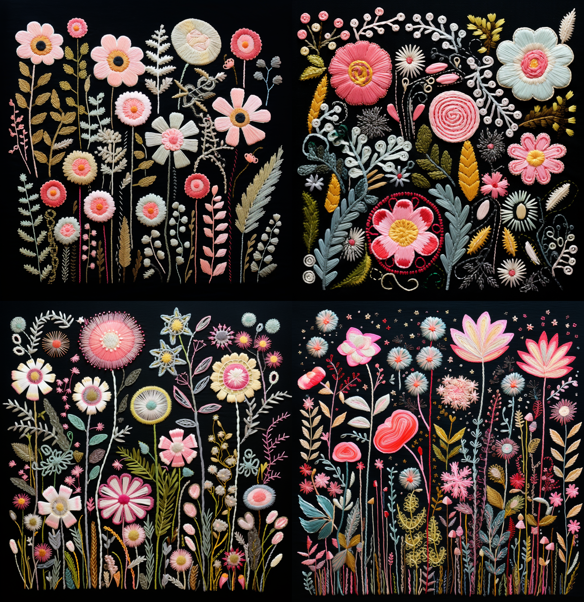 AI generated: Midjourney prompt: Flat view, top view, textured embroidered painting... (Midjourney - Photography)