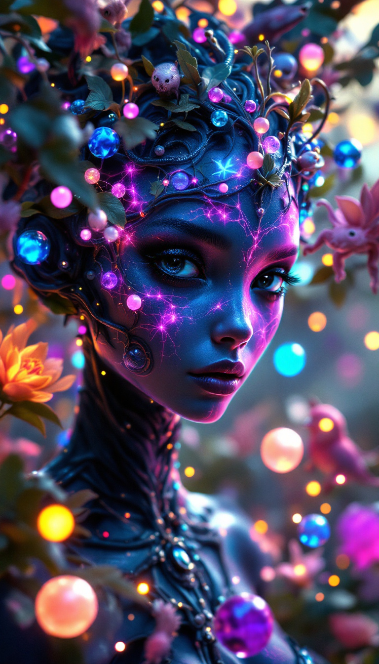 AI generated: FLUX prompt: Surreal 4k painting of a beautiful alien princess ... (FLUX - Landscapes)