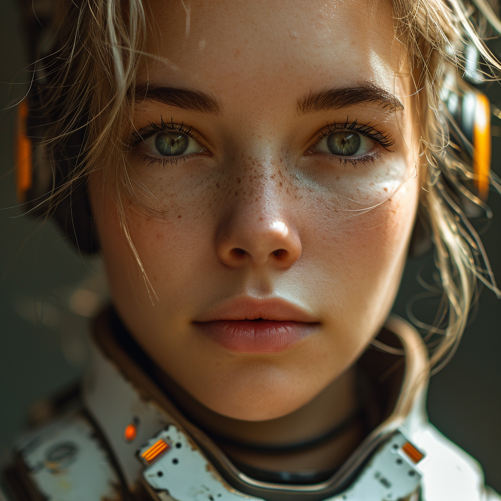 Midjourney prompt: Portrait photography, candid, Mercy from Overwatch... - Midjourney