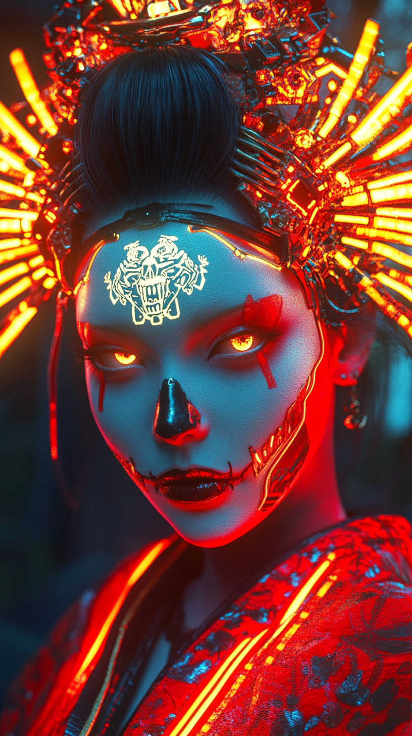 AI generated: Goth Geisha (Midjourney - Anime)