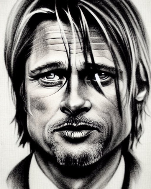 Stable Diffusion prompt: portrait of a mix of Brad Pitt a...