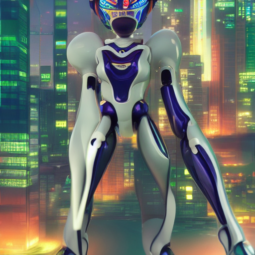 Stable Diffusion prompt: Humanoid robot anime style in ni...
