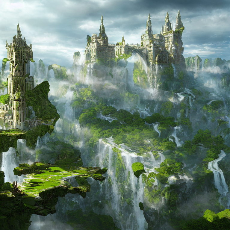 Waifu Diffusion prompt: fantasy landscape of a large majestic castle adorn... - Waifu Diffusion
