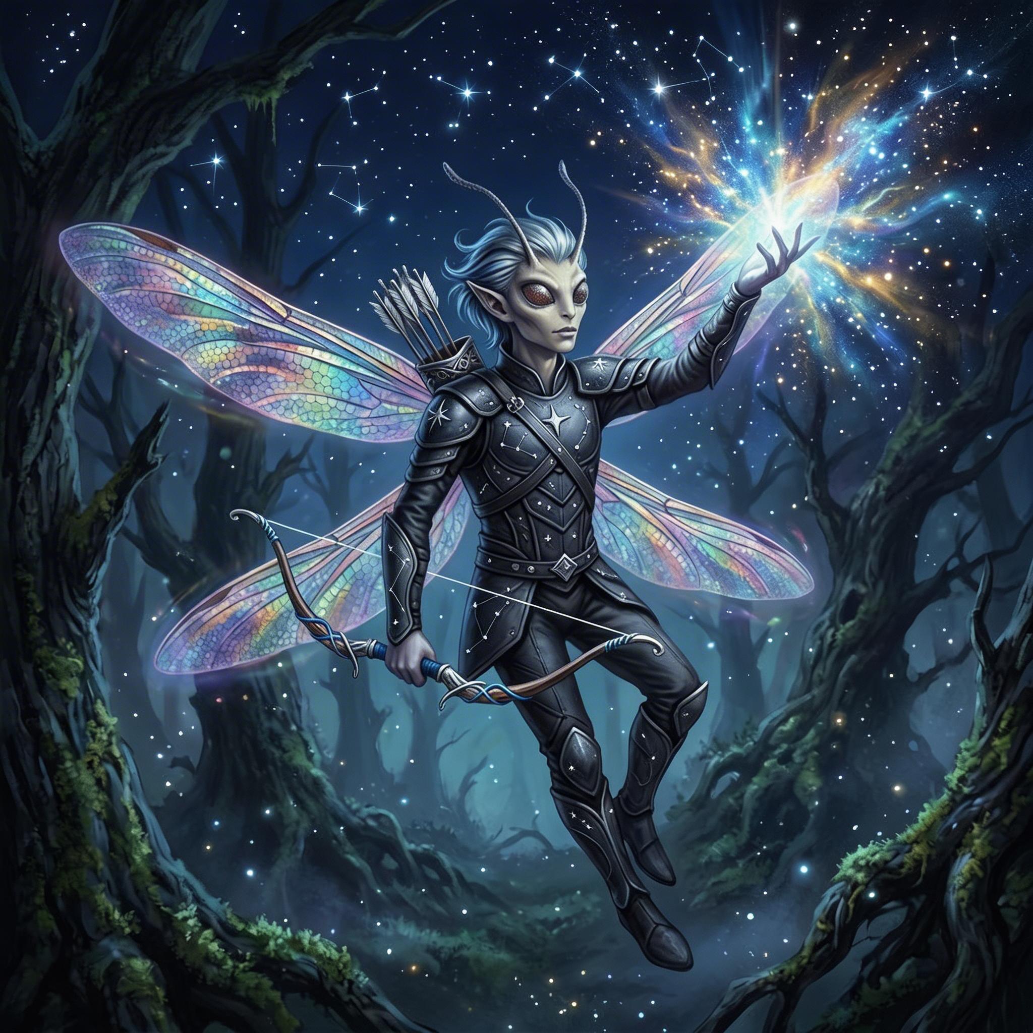 AI generated: Seedream 5 prompt: a small male fairy, with iridescent dragonfly wing... (Seedream 5 - Portraits)