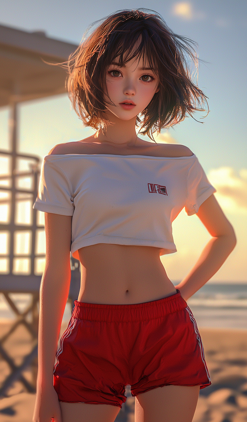 صورة مولدة بالذكاء الاصطناعي: Midjourney prompt: A full-body action shot of a girl in a dynamic pos... (نموذج Midjourney - صور شخصية)