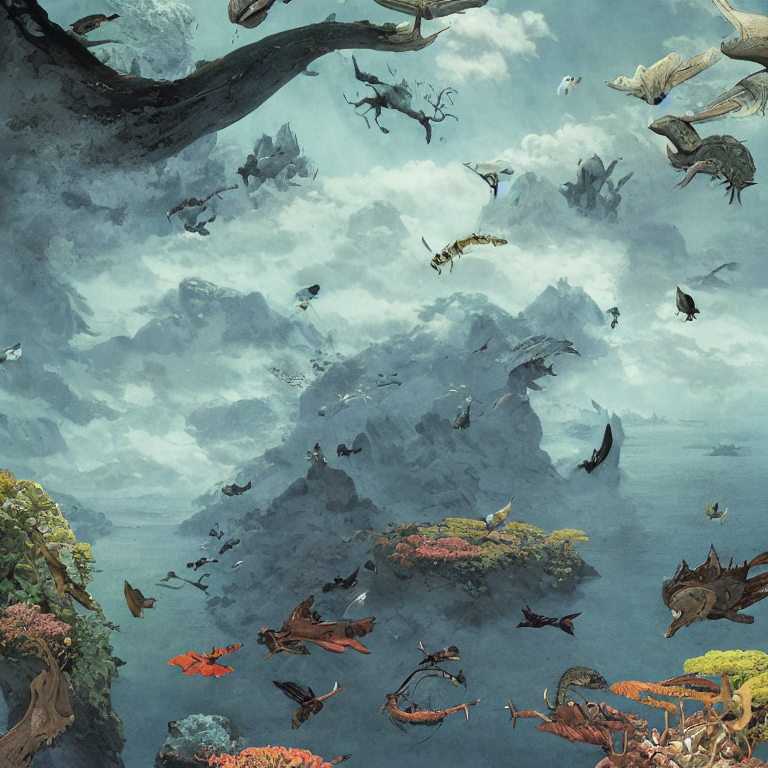 Stable Diffusion prompt: “ECOSYSTEMS”: zoological fantasy...