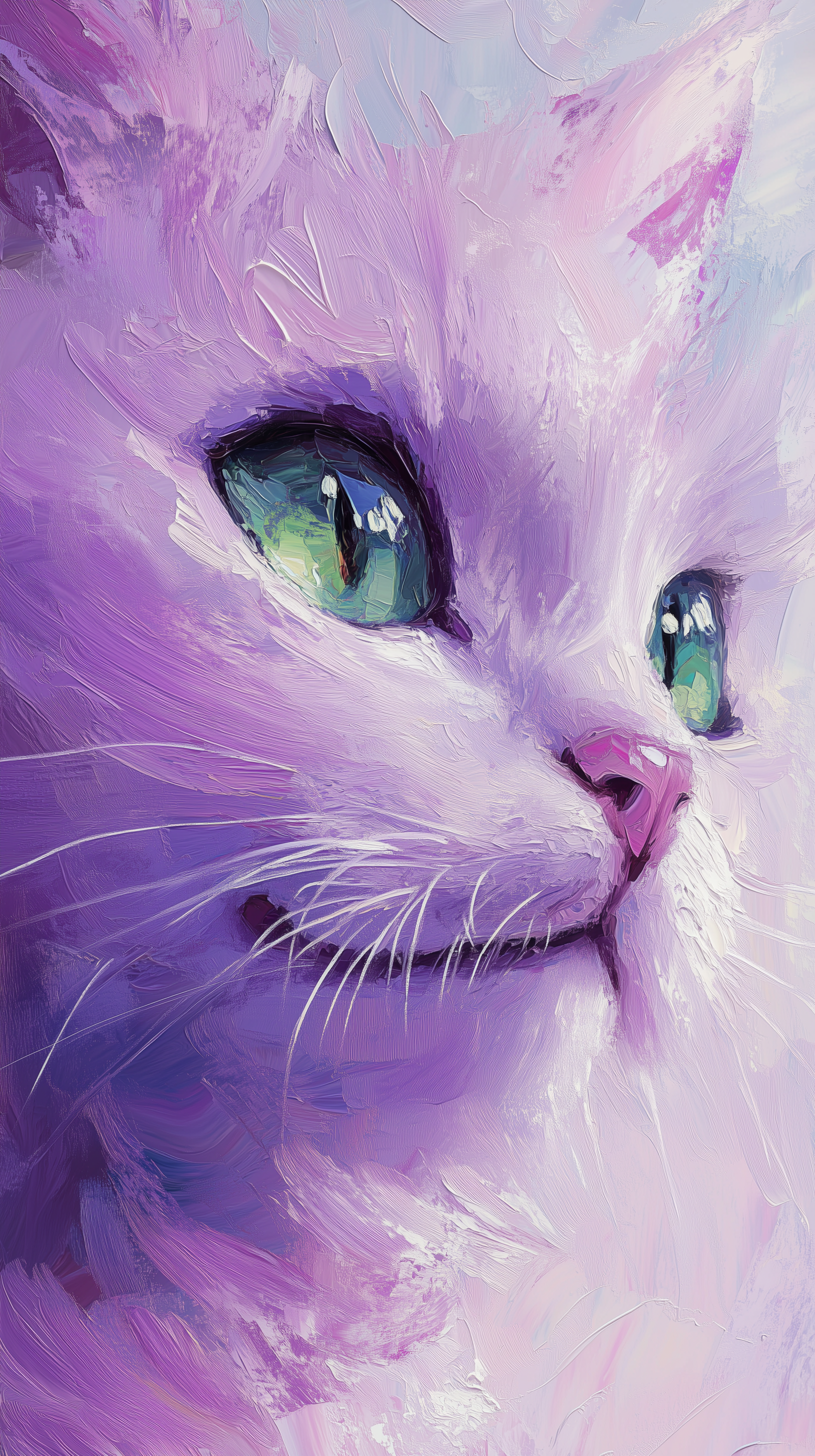 AI generated: Midjourney prompt: artistic, oil painting art, purple color cat face,... (Midjourney - Concept Art)