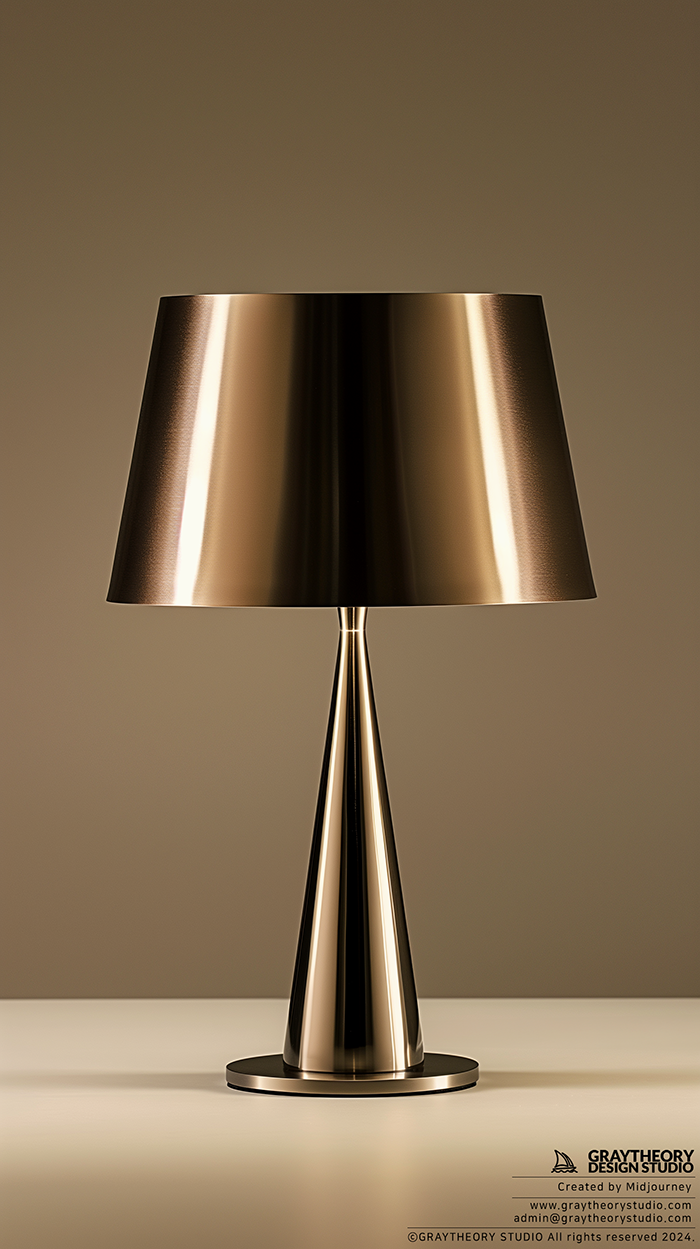 صورة مولدة بالذكاء الاصطناعي: Midjourney prompt: studio shot, a sleek table lamp with a metallic fi... (نموذج Midjourney - تصوير فوتوغرافي)