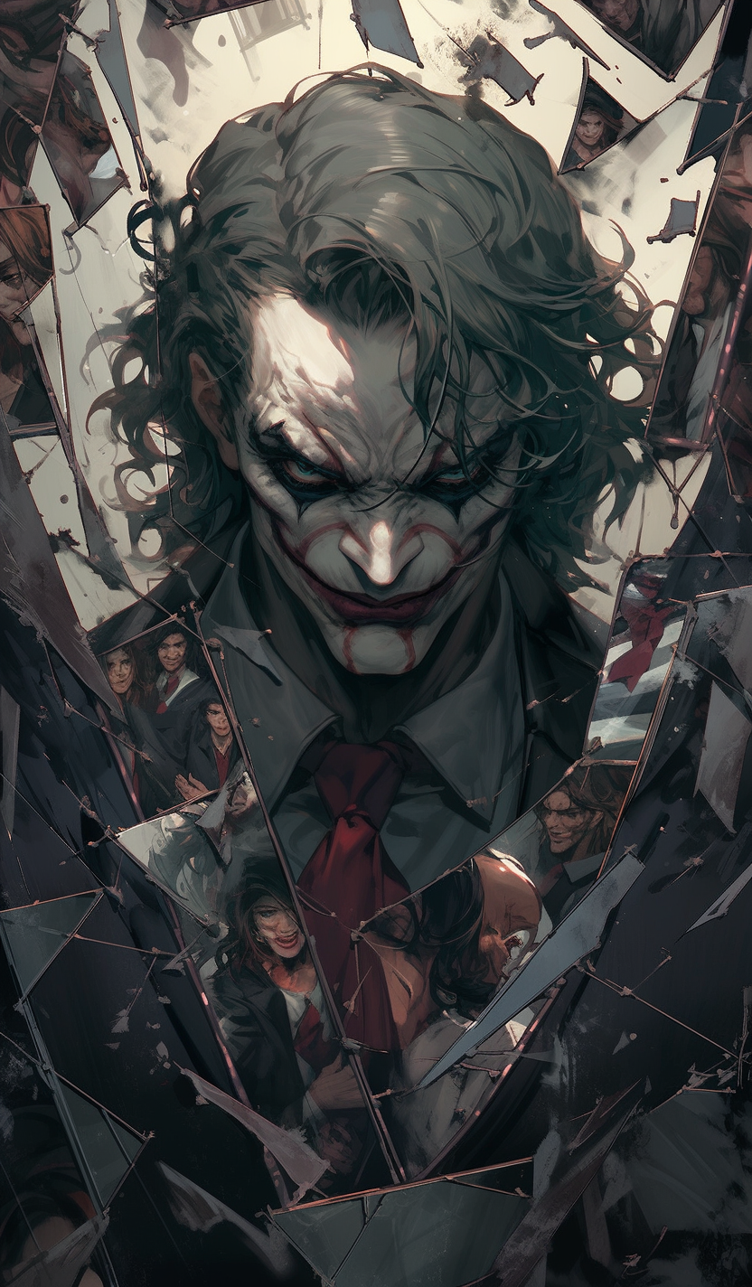 AI generated: Midjourney prompt: The Joker, a villain from the Batman film series, ... (Midjourney - Anime)