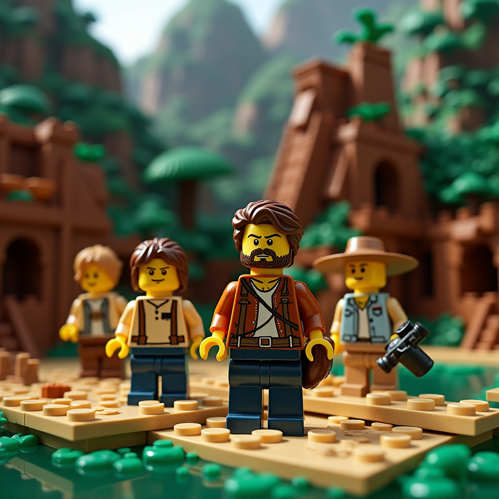 صورة مولدة بالذكاء الاصطناعي: FLUX prompt: A set of LEGO figurines inspired by characters fro... (نموذج FLUX - 3d Renders)