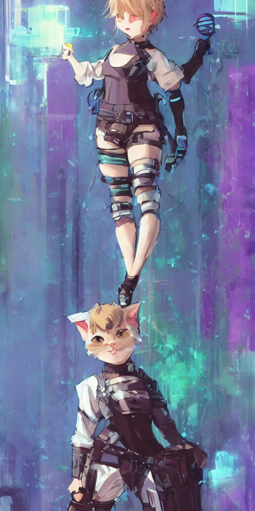Stable Diffusion prompt: greg manchess chibi cat female s...