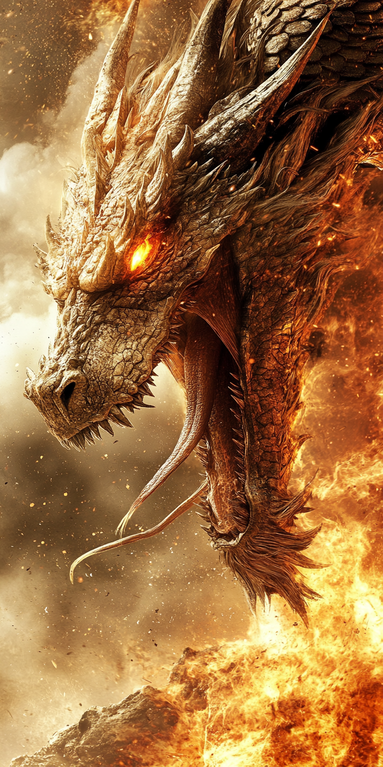 AI generated: Midjourney prompt: Fierce battle in the sky between two dragons --cha... (Midjourney - Concept Art)