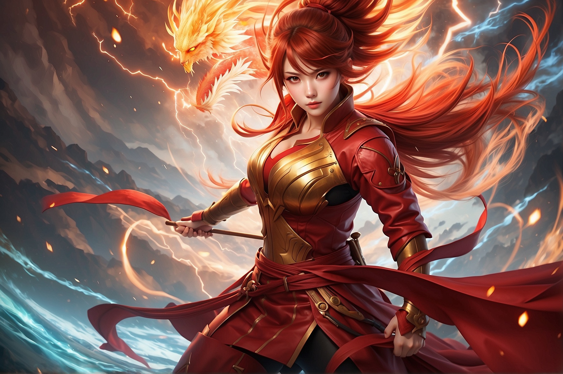 Stable Diffusion prompt: A strikingly fierce female anime character adorns ... - Stable Diffusion