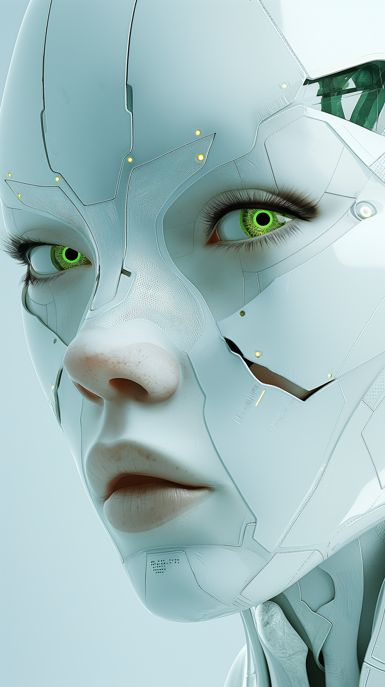 AI generated: Midjourney prompt: close-up portrait of a female with a glossy white ... (Midjourney - 3d Renders)
