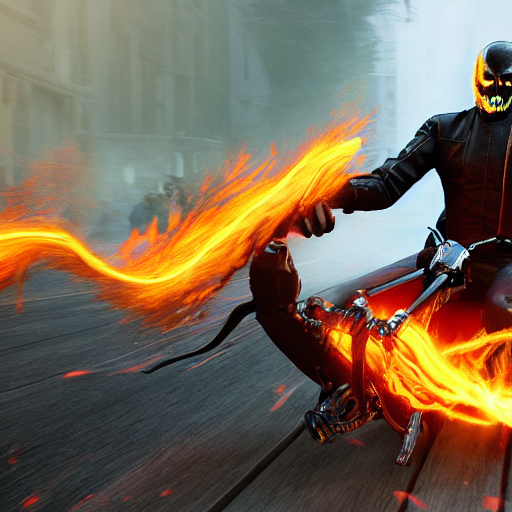 Stable Diffusion prompt: Racing Ghost rider in future, fi...
