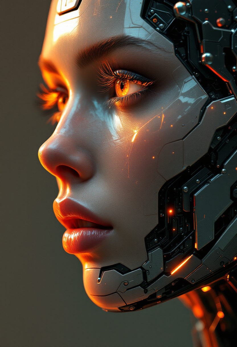 صورة مولدة بالذكاء الاصطناعي: FLUX prompt: Bust of a female cyborg. Incredibly beautiful, art... (نموذج FLUX - صور شخصية)