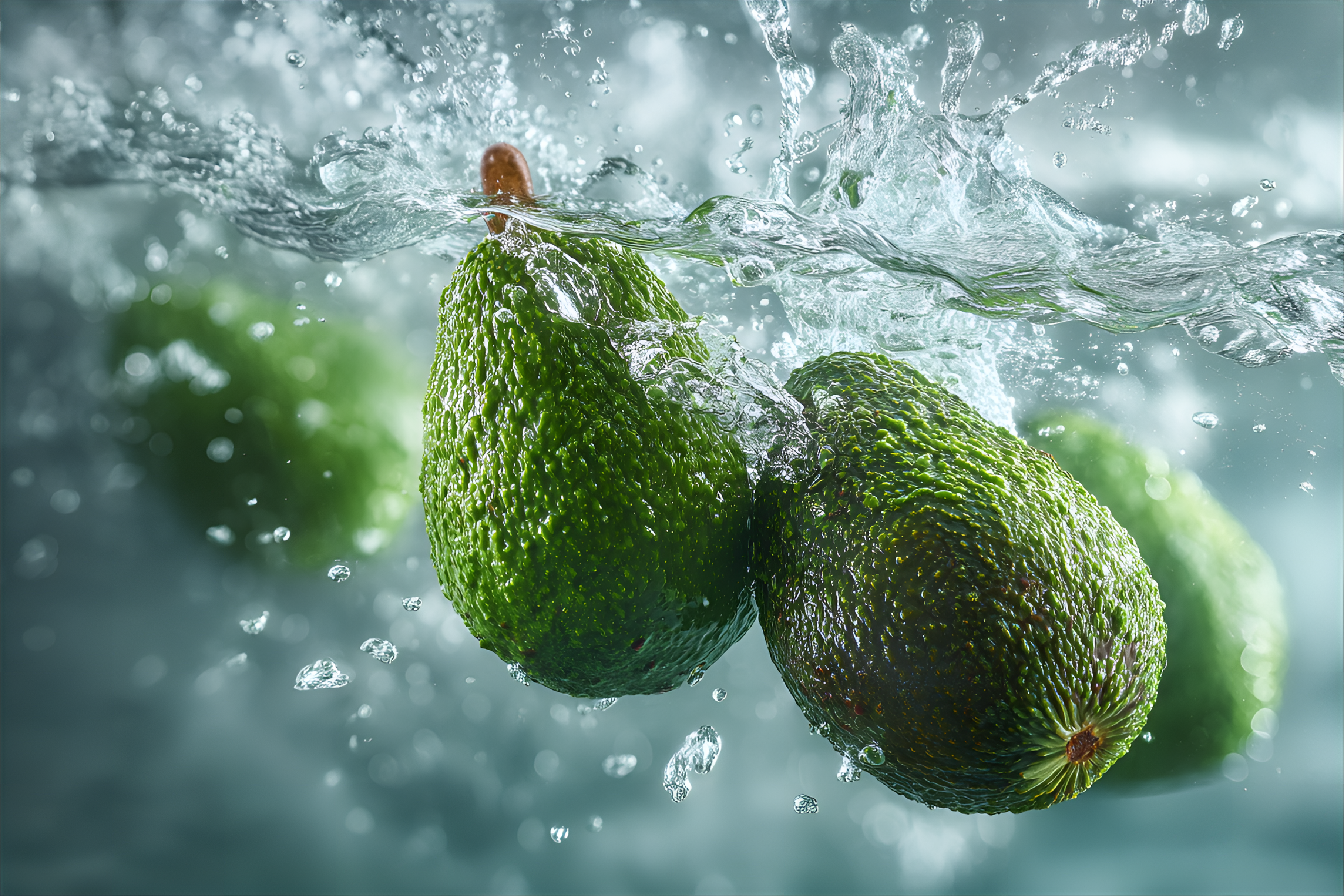 صورة مولدة بالذكاء الاصطناعي: Midjourney prompt: fresh avocado seamless background, dropping in the (نموذج Midjourney - فن مفاهيمي)