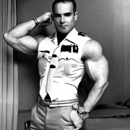 Stable Diffusion prompt: muscular cop in vest