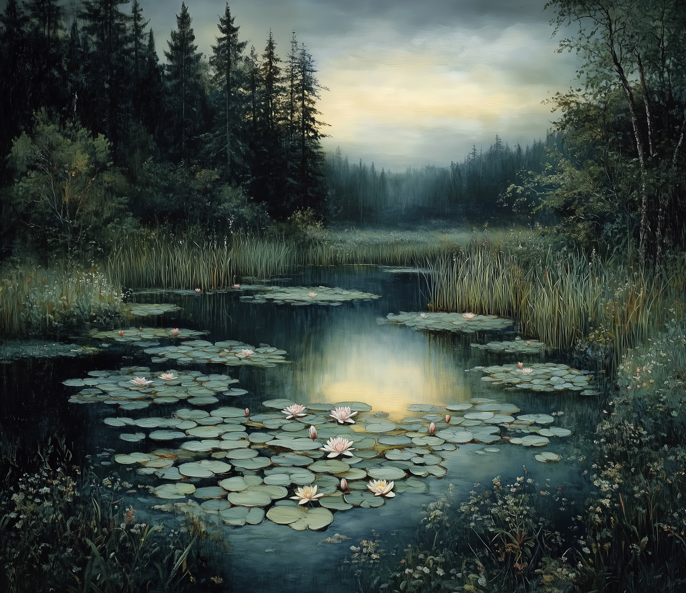 AI generated: Midjourney prompt: A Renaissance painting of an isolated pond with li... (Midjourney - Landscapes)