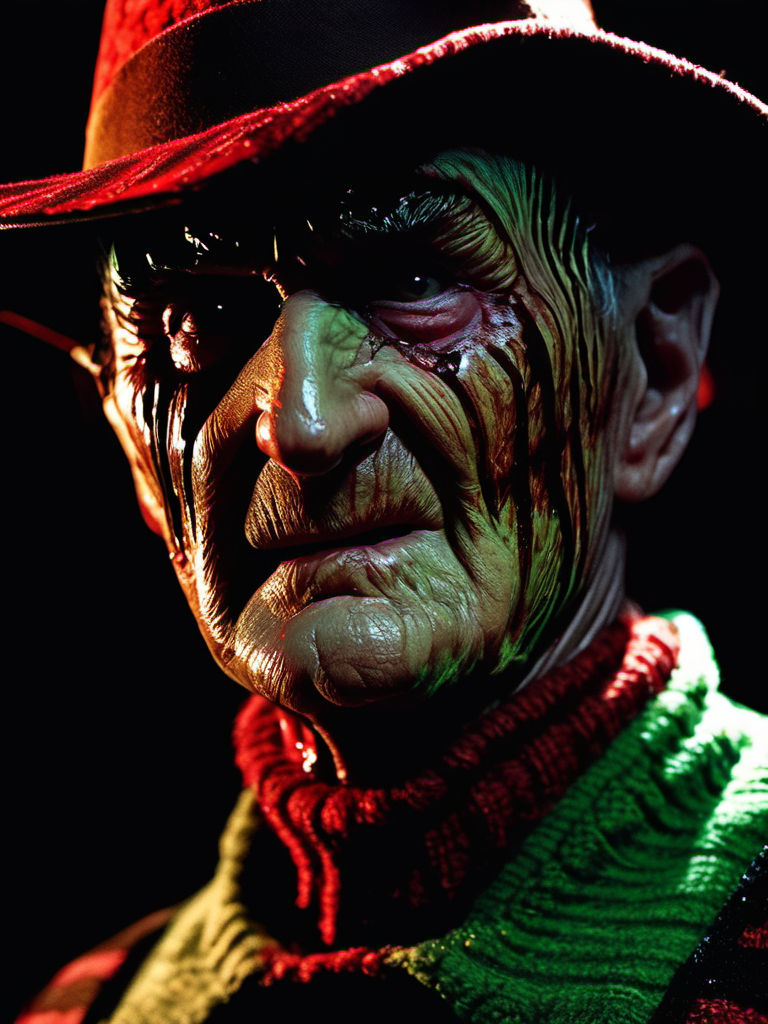 صورة مولدة بالذكاء الاصطناعي: Stable Diffusion prompt: (Freddy Krueger:1.1), a menacing figure with a bur... (نموذج Stable Diffusion - تصوير فوتوغرافي)