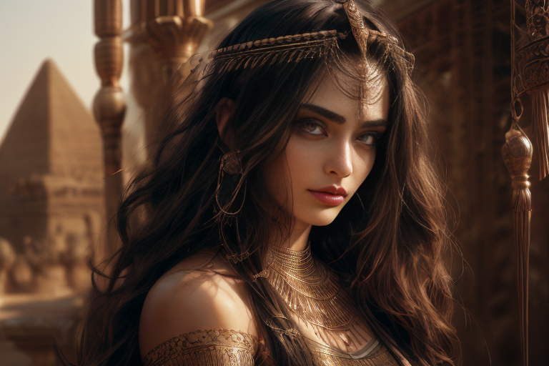 Stable Diffusion prompt: (1girl), inside Temple of Anubis...