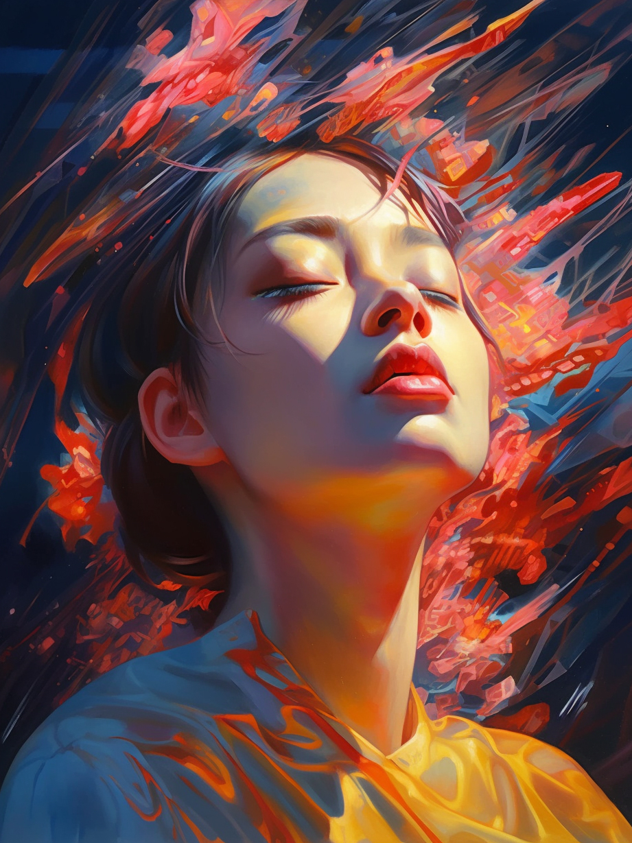 صورة مولدة بالذكاء الاصطناعي: Midjourney prompt: 3 d, sci - fi, sun rays, sleepy fashion model face... (نموذج Midjourney - فن مفاهيمي)