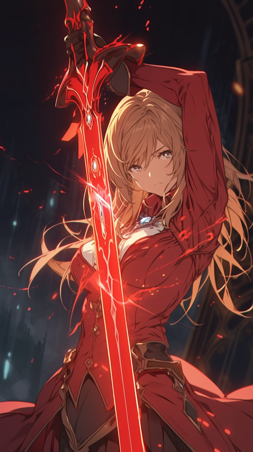 AI generated: Midjourney prompt: A member of the anime SAO. heroic party. An attack... (Midjourney - Anime)