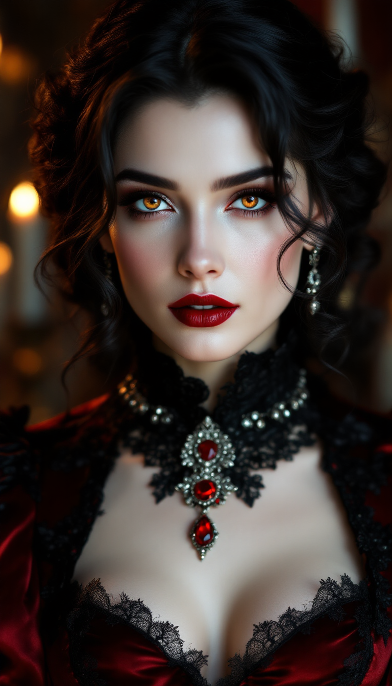 FLUX prompt: A breathtakingly beautiful female Victorian vampir... - FLUX