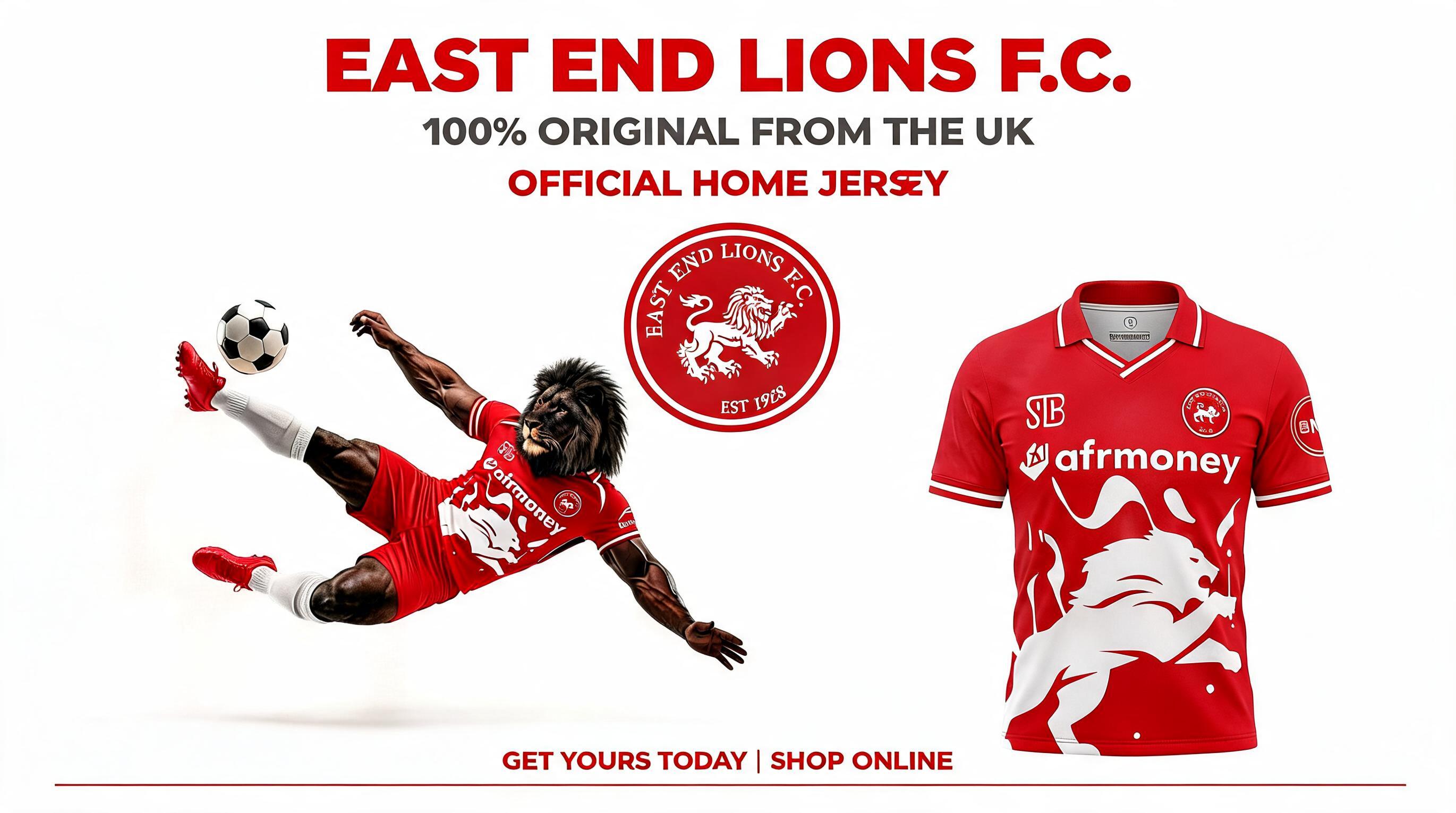 AI generated: Seedream 5 prompt: 100% Original from the UK . East End Lions Jersey ... (Seedream 5 - Concept Art)