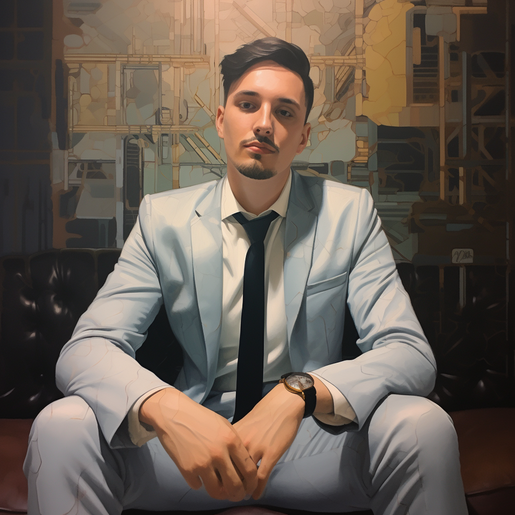 صورة مولدة بالذكاء الاصطناعي: Midjourney prompt: https://s.mj.run/d0jt14c62pA man on a suit (نموذج Midjourney - تصوير فوتوغرافي)