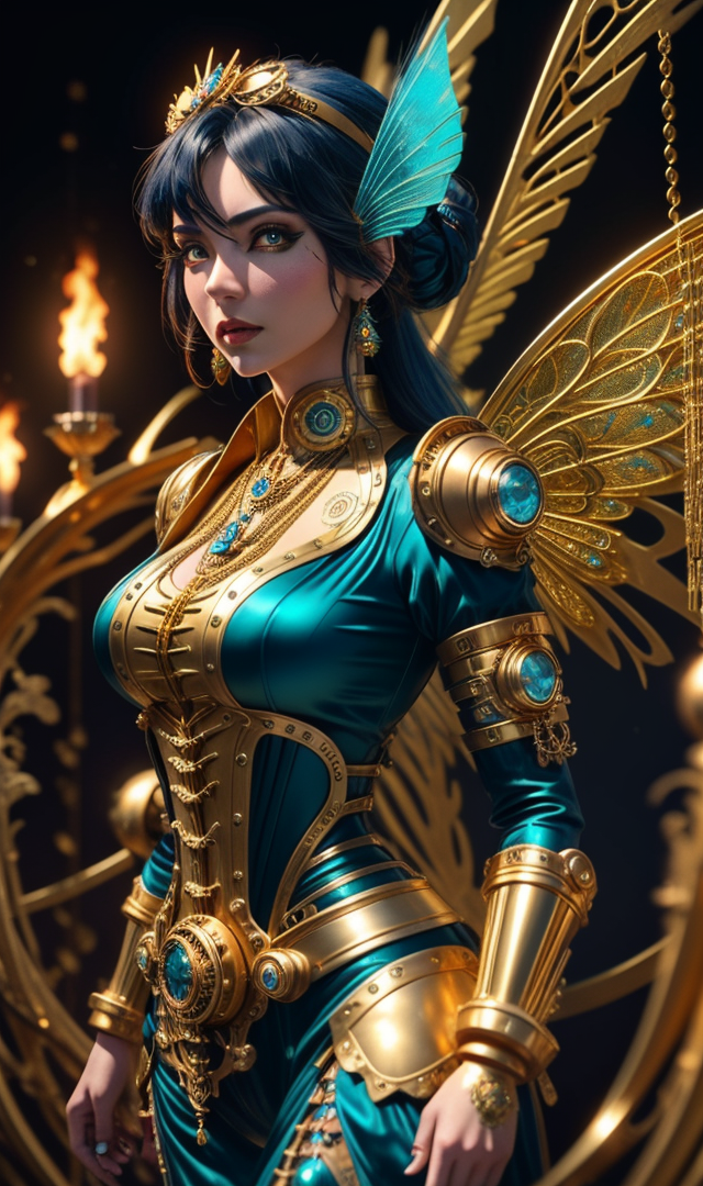 Stable Diffusion prompt: 3d image of a steampunk woman, i...
