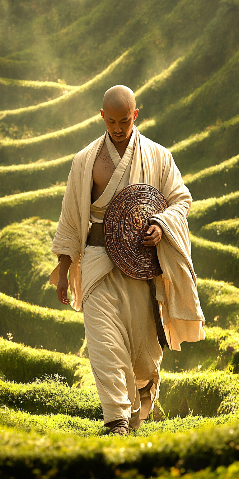 صورة مولدة بالذكاء الاصطناعي: Midjourney prompt: A surreal digital artwork depicting an Asian man i... (نموذج Midjourney - تصوير فوتوغرافي)