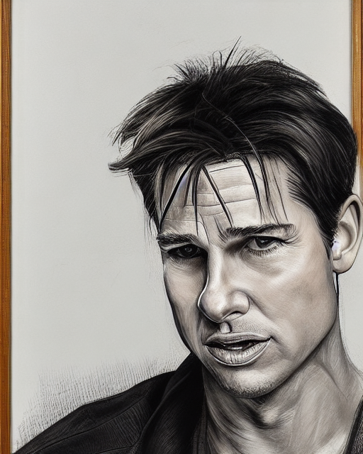Stable Diffusion prompt: portrait of a mix of Brad Pitt a...