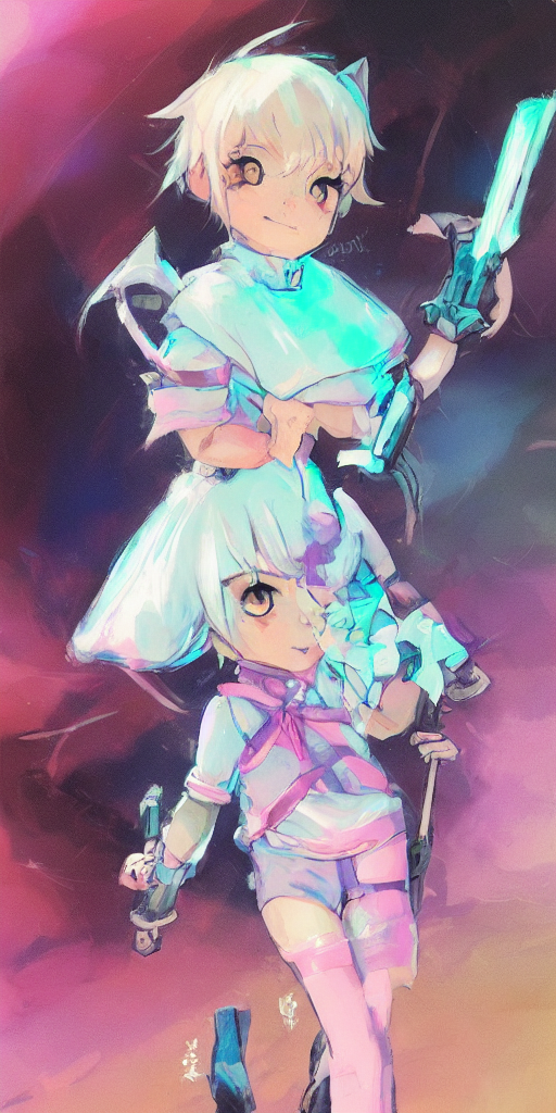 Stable Diffusion prompt: greg manchess chibi cat female s...