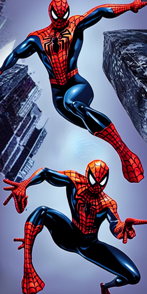 Stable Diffusion prompt: Spider-Man covered by Symbiote g...