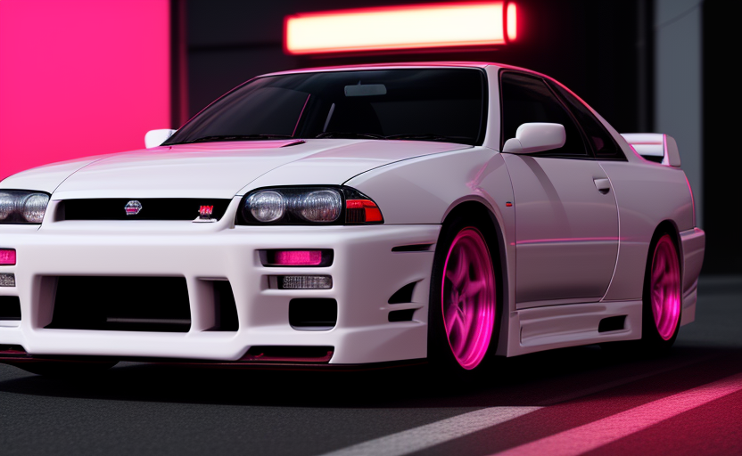 Neon R33 Gtr DreamShaper prompt: white Nissan Skyline R33 GTST (not GT...